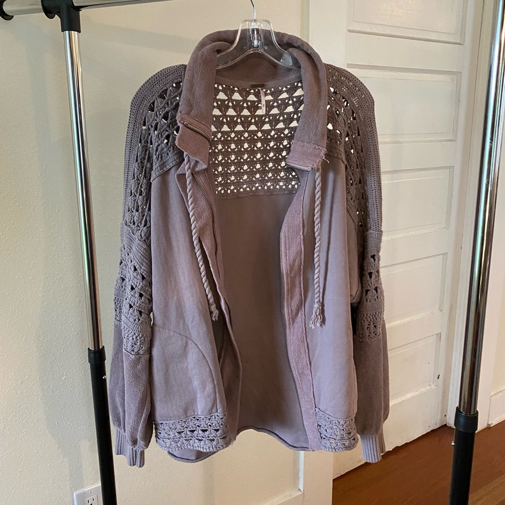 Free People Lavender Crochet Jacket